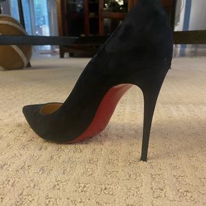 Christian Louboutin navy suede heels